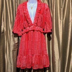 Vici Red and Metallic Gold Babydoll Day Dress